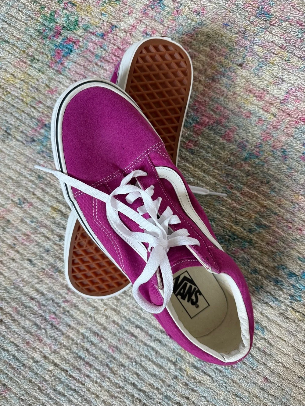 VANS Ward Platform Sneakers Fushcia / Hot Pink Suede & Canvas Size M 10.5 W12
